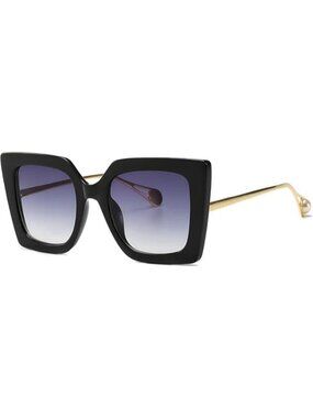 Women's Oversized Sunglasses Retro Square Frame Sun Glasses Shades Black Grey